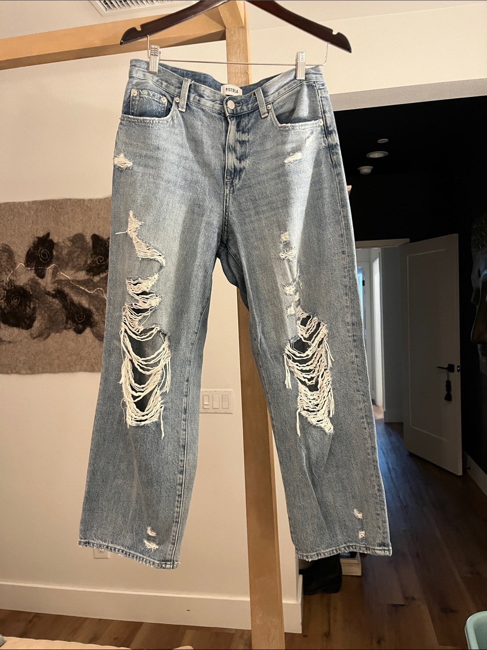 pistola Light Blue Ripped Boyfriend Jeans